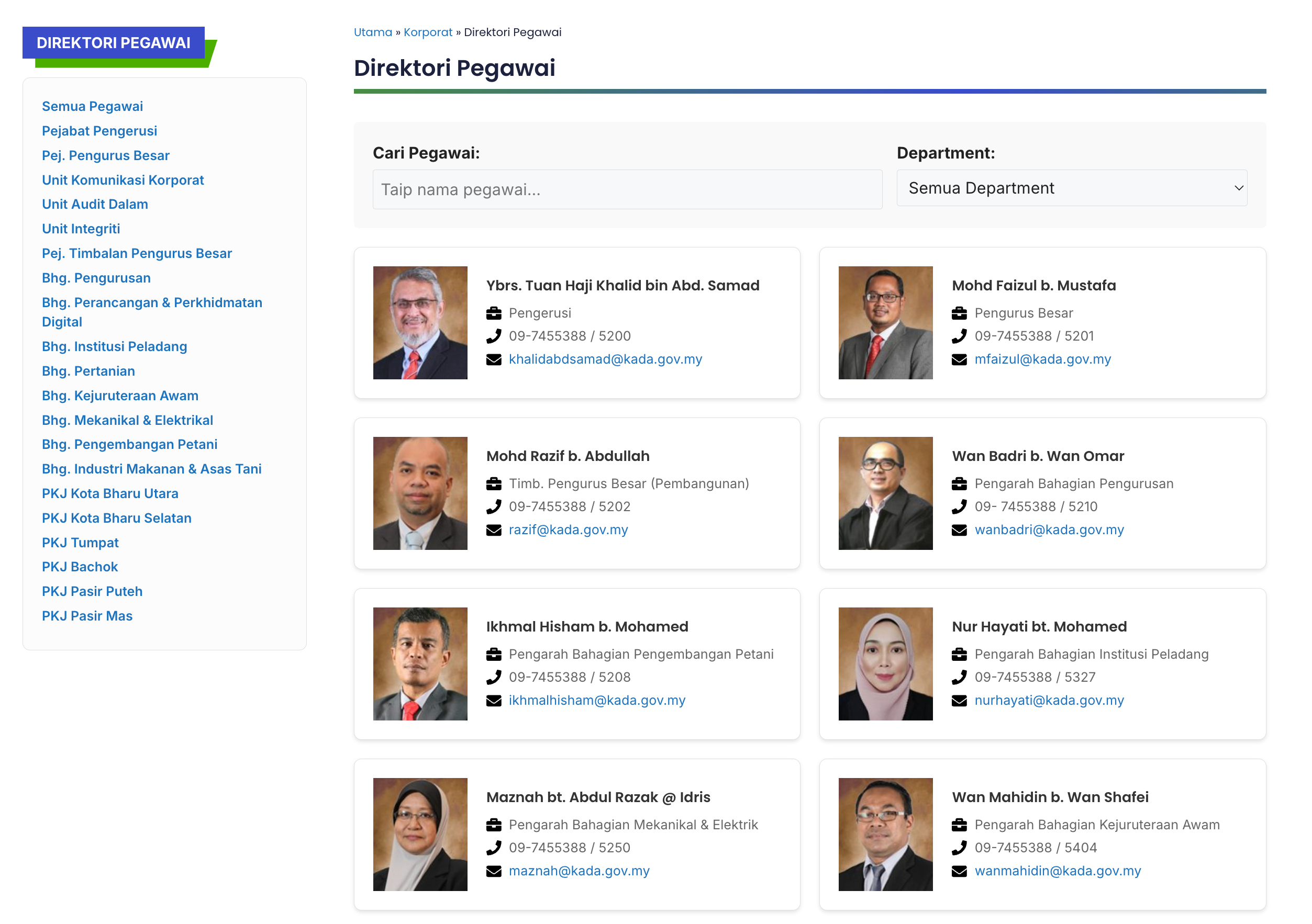 Direktori Pegawai KADA